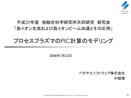 プロセスプラズマの PIC計算モデリング (ppt: 1.3MB)