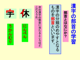 漢字の分類のめやすとなるものを部首といいます