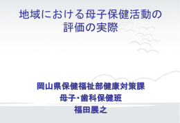 地域における母子保健活動の 評価の実際