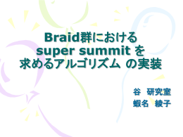 Braid群における super summit を 求めるアルゴリズム の実装 谷 研究室