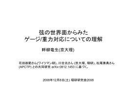 弦の世界面からみた ゲージ/重力対応についての理解