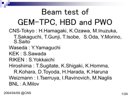 Beam test of GEM-TPC, HBD and PWO