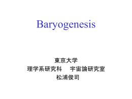 Baryogenesis - 東京大学素粒子物理国際研究センター
