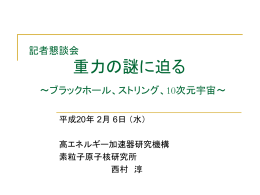 記者懇談会 重力の謎に迫る ～ブラックホール、ストリング、多次元宇宙～