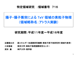 陽子・陽子衝突による TeV 領域の素粒子物理 （領域略称名