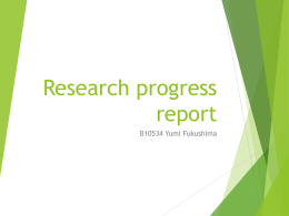 Research progress report