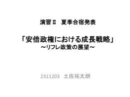 「安倍政権における成長戦略」～リフレ政策の展望