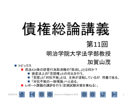 第11回（詐害行為取消権(2) 効果と応用領域）