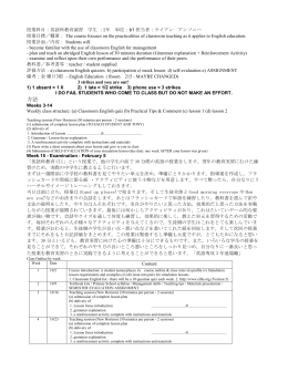 授業科目：英語科教育演習 学生 ：2年 単位：b1 担当者：ライアン アンソニー