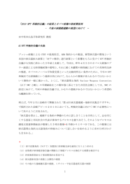 2010 NPT 再検討会議の結果とオバマ政権の核政策批判