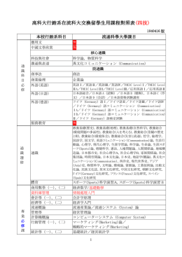 高科大行銷系交換留學生用課程對照表(二技)