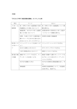 「まちかど子育て相談員養成講座」カリキュラム例