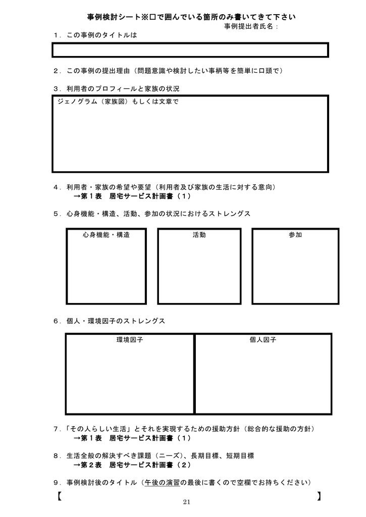 特定事業所合同事例検討企画部研修会 ケアプラン花房