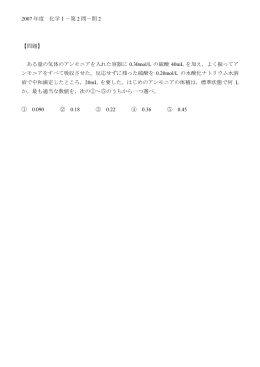 2007年度 化学Ⅰ－第2問－問2 【問題】 ある量の気体のアンモニアを