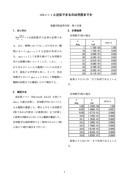 sin x = x と近似できるのは何度までか