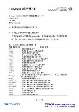 COMSOLで使用できる数学関数について