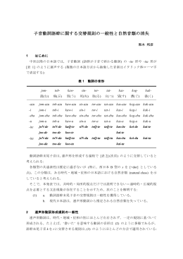 子音動詞語幹に関する交替規則の一般性と自然音類の消失