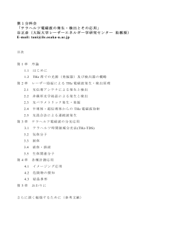 第1分科会 「テラヘルツ電磁波の発生・検出とその応用」 谷正彦（大阪