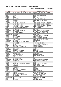高崎プレミアム付商品券取扱店一覧（店舗名五十音順） 平成27