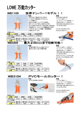特長 用途 万能カッター 品番 全長 質量 刃長 WB1105 20.0cm 295g