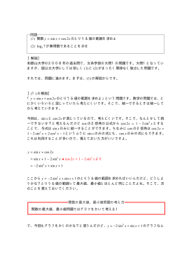 問題 (1) 関数 y = sin x + cos 2 x のとりうる値の