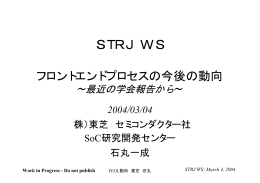 STRJ WS フロントエンドプロセスの今後の動向