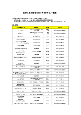 阪神北県民局「まちの子育てひろば」一覧表