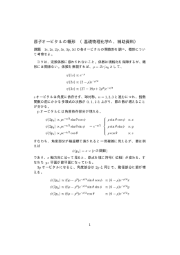 原子オービタルの概形 （基礎物理化学A、補助資料）
