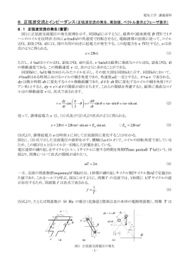 正弦波交流の発生、実効値、ベクトル表示とフェーザ表示