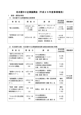 名古屋中小企業振興会（平成25年度事業報告）
