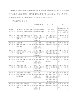 建設業法（昭和 24 年法律第 100 号）第 29 条第1項の規定に