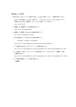 練習問題 (p. 8) 解答例 GNUPLOT の plot コマンドを実行する前に，set