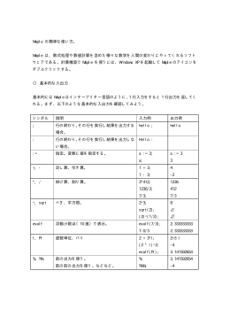 Maple の簡単な使い方。 Maple は、数式処理や数値計算を含めた様々