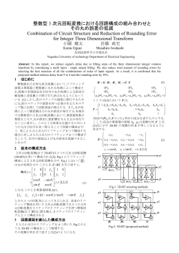 整数型 3 次元回転変換における回路構成の組み合わせと その丸め誤差