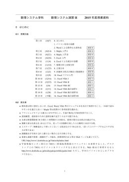数理システム学科 数理システム演習 II 2014 年度授業資料
