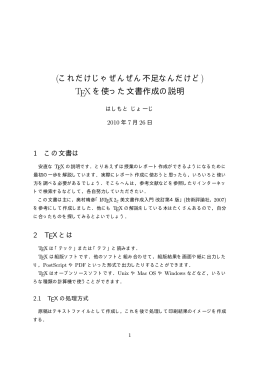 (これだけじゃぜんぜん不足なんだけど) TEX を使った文書作成の説明
