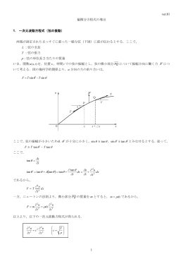 1 ver.01 偏微分方程式の導出 1. 一次元波動方程式（弦の振動） 両端が