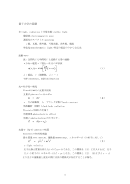 量子力学の基礎 2π λ ν ν ν0 E p c m = +