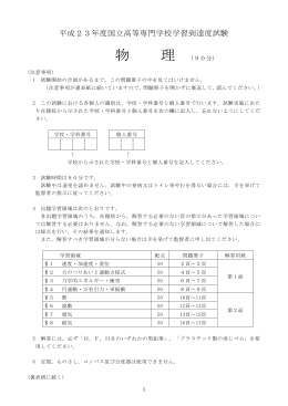 平成23年度国立高等専門学校学習到達度試験