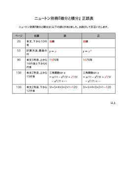 ニュートン別冊『微分と積分』  正誤表
