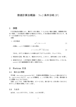 数値計算法概論： No.2 条件分岐(IF)