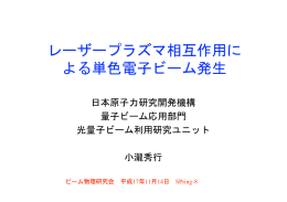 レーザープラズマ相互作用に よる単色電子ビーム発生