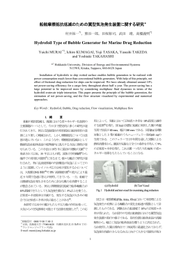 船舶摩擦抵抗低減のための翼型気泡発生装置に関する研究＊ Hydrofoil