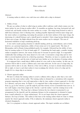 Water surface craft Morio Kikuchi Abstract: A turning