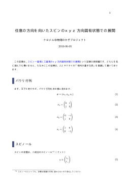 任意の方向を向いたスピンのxyz方向固有状態での