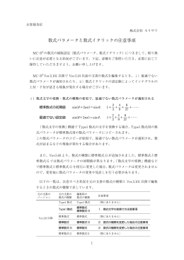 数式パラメータと数式イタリックの注意事項