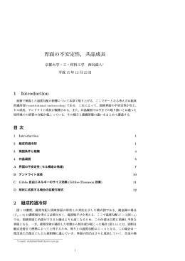 界面の不安定性，共晶成長