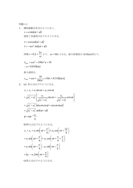 Page 1 問題 1.1 1. 調和振動を次式のようにおく。 ( )ϕ &omega; + = t axsin