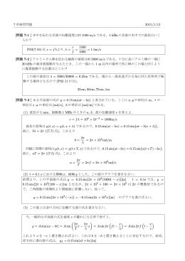 2015/1/13 P83(7.10) 式 v = f&lambda;より、&lambda; = v f = 1500 1000 = 1.5m/s 25cm