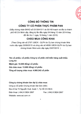 CBTT chao mua cong khai co phieu LAF cua Cong ty